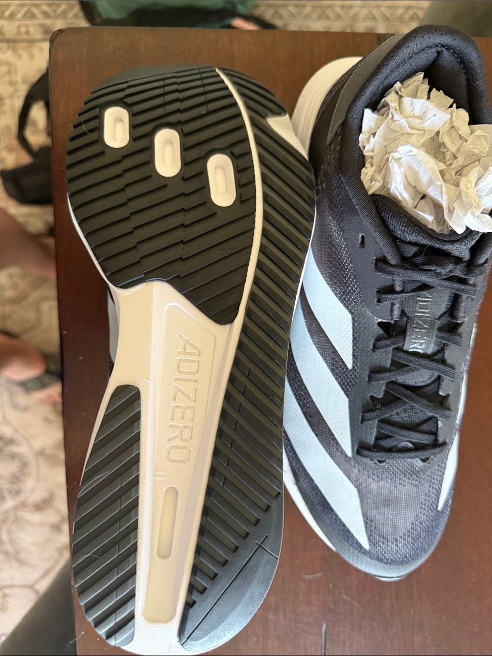 adidas zero Men’s Black and White Running Sneakers - Picture 3 of 3